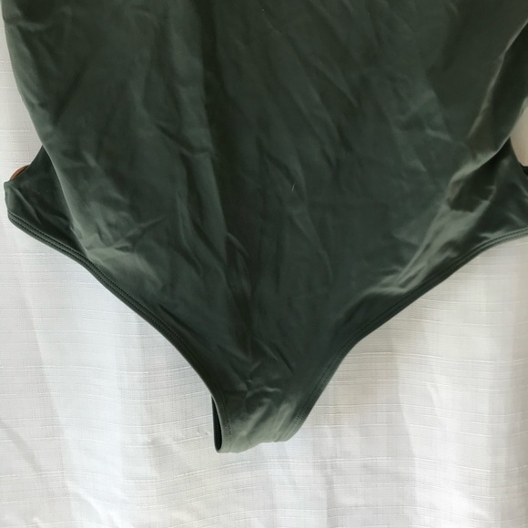 AERIE Cheeky Side Ring One Piece Swimsuit GREEN open back adjustable padded XL - Picture 3 of 10